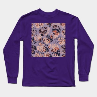 Lilac Monstera Leaves Long Sleeve T-Shirt